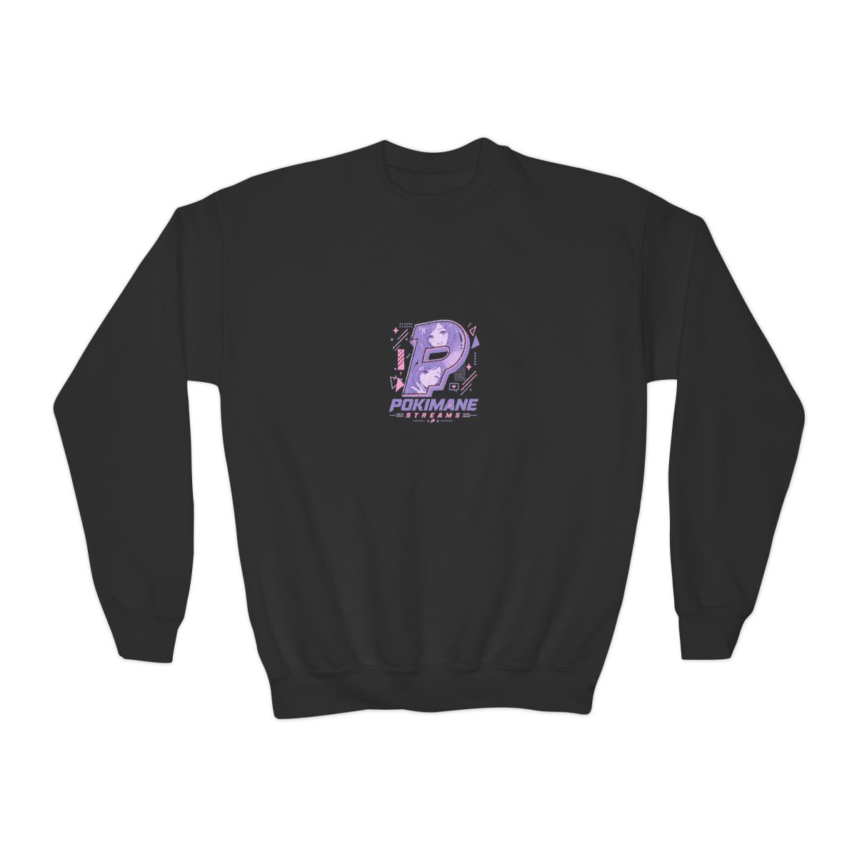 Pokimane " with subtle anime facial expressions as if they" Kids Crewneck